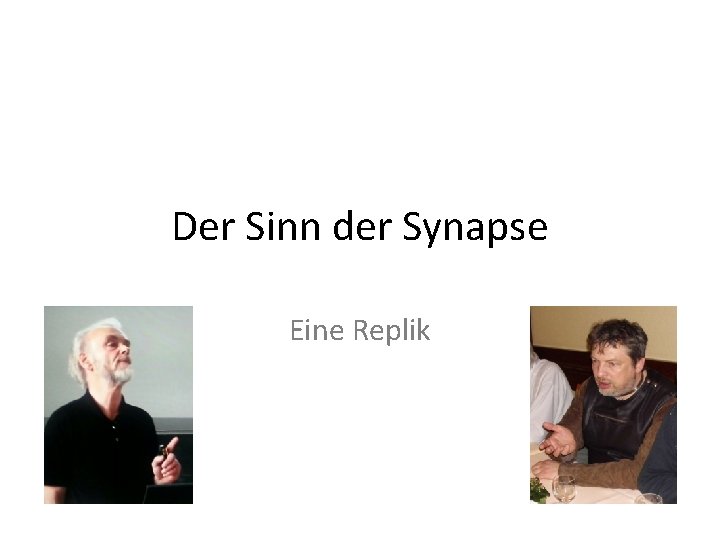 Der Sinn der Synapse Eine Replik 