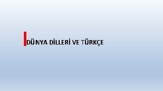 DÜNYA DİLLERİ VE TÜRKÇE 