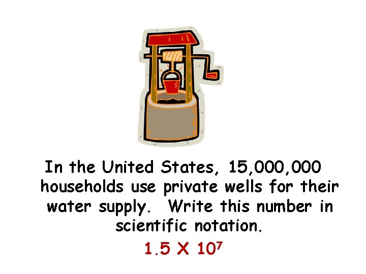 In the United States, 15, 000 households use private wells for their water supply.