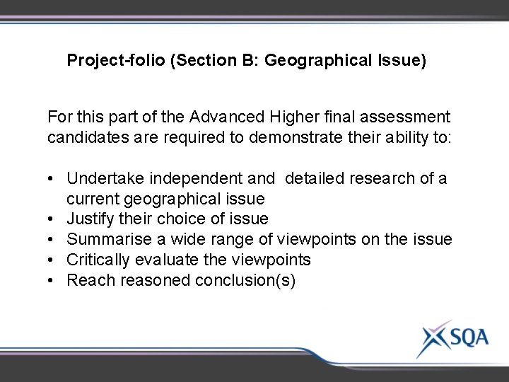 Project-folio (Section B: Geographical Issue) For this part of the Advanced Higher final assessment