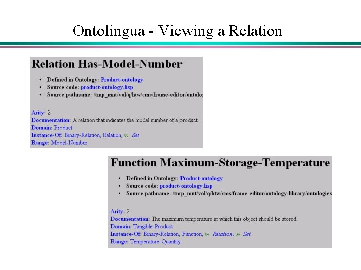 Ontolingua - Viewing a Relation Ontolingua - Viewing a Relation