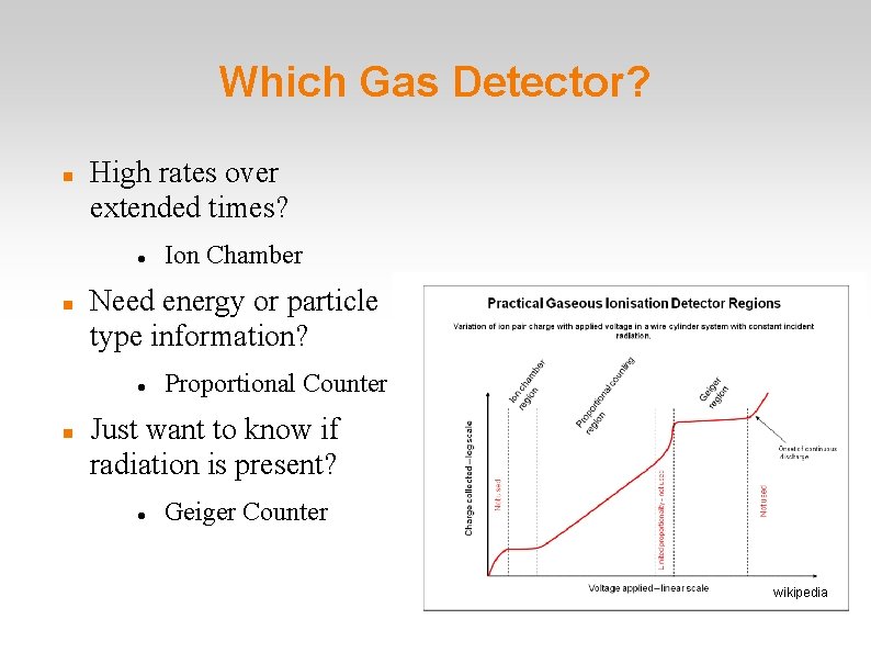 Which Gas Detector? High rates over extended times? Need energy or particle type information?