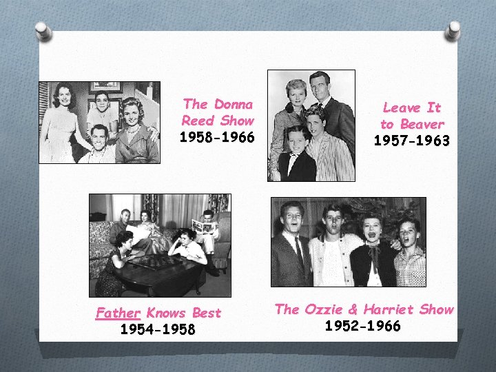 The Donna Reed Show 1958 -1966 Father Knows Best 1954 -1958 Leave It to