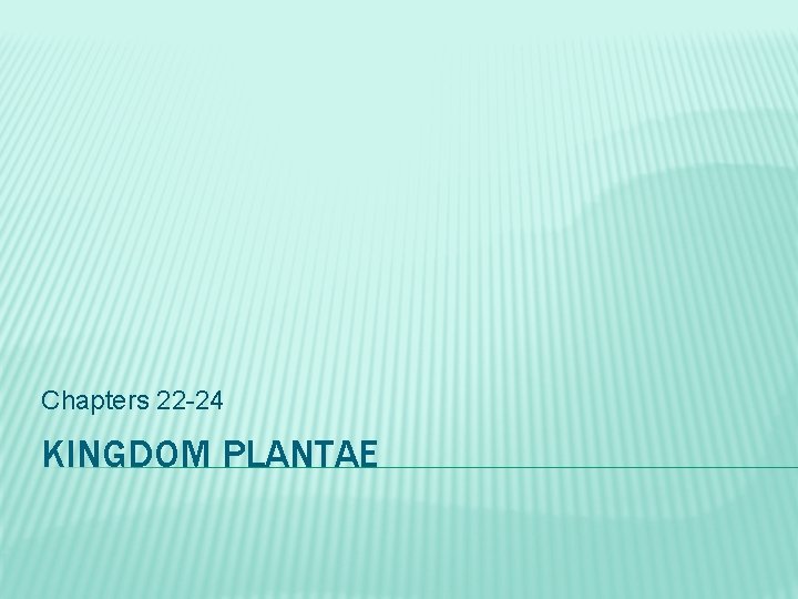 Chapters 22 -24 KINGDOM PLANTAE 