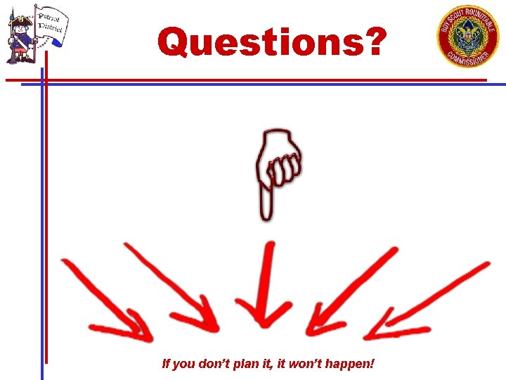 Questions? If you don’t plan it, it won’t happen! Questions? If you don’t plan it, it won’t happen!