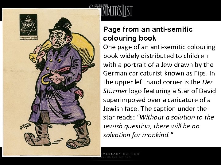 Page from an anti-semitic colouring book One page of an anti-semitic colouring book widely