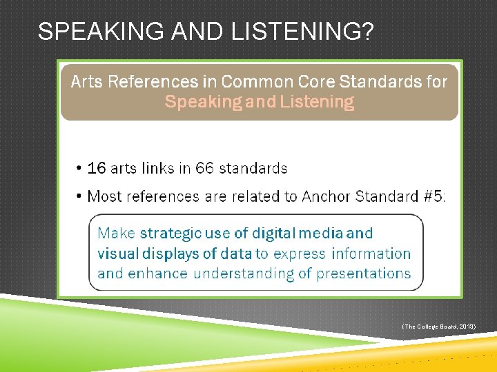 SPEAKING AND LISTENING? (The College Board, 2013) 