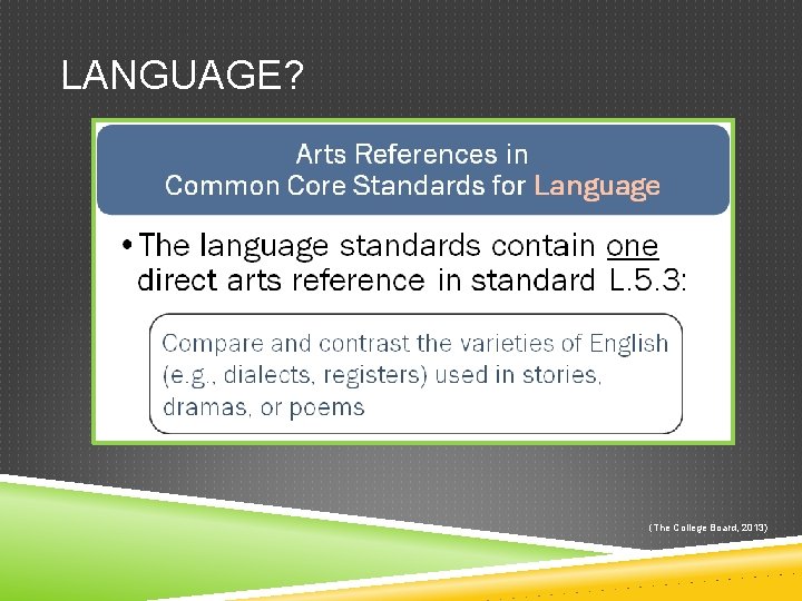 LANGUAGE? (The College Board, 2013) 