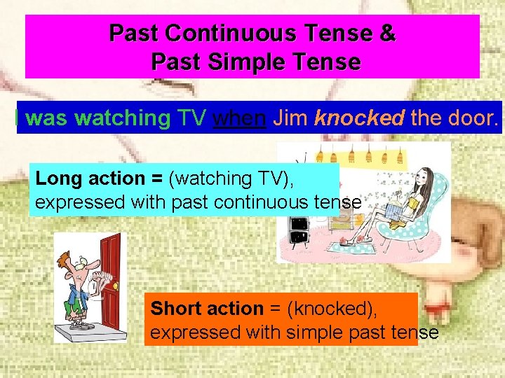 Past Continuous Tense & Past Simple Tense I was watching TV when Jim knocked