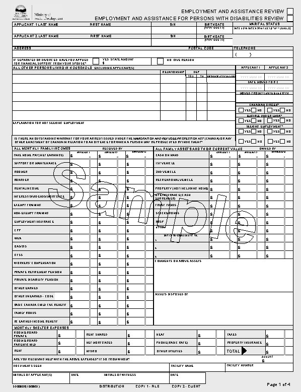 EMPLOYMENT AND ASSISTANCE REVIEW EMPLOYMENT AND ASSISTANCE FOR PERSONS WITH DISABILITIES REVIEW APPLICANT 1