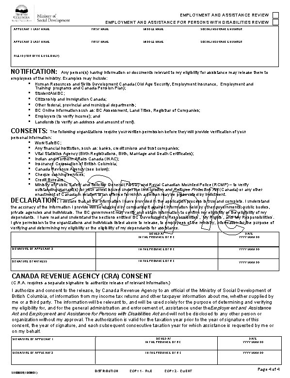 EMPLOYMENT AND ASSISTANCE REVIEW EMPLOYMENT AND ASSISTANCE FOR PERSONS WITH DISABILITIES REVIEW APPLICANT 1