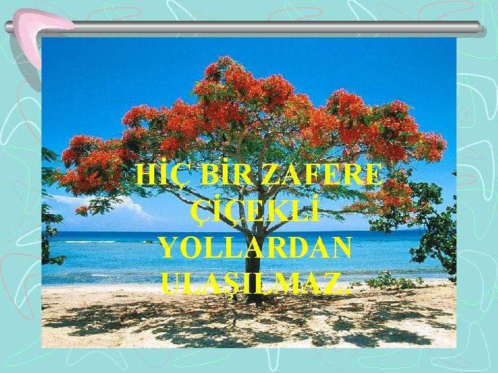 HİÇ BİR ZAFERE ÇİÇEKLİ YOLLARDAN ULAŞILMAZ. 