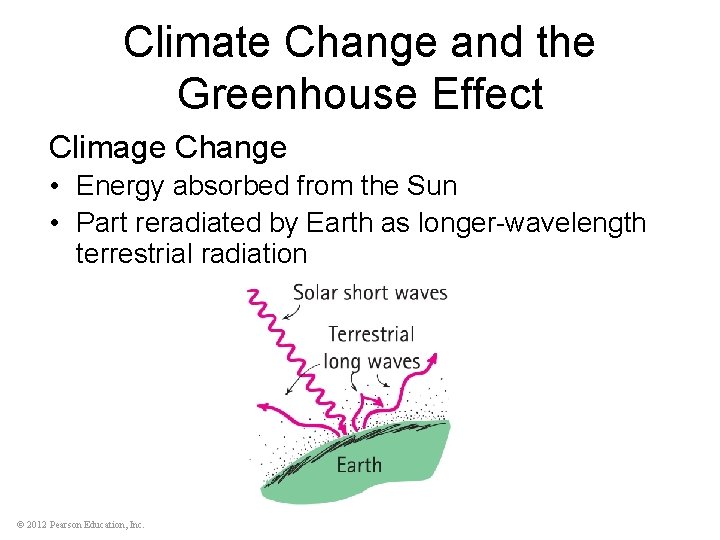 Climate Change and the Greenhouse Effect Climage Change • Energy absorbed from the Sun