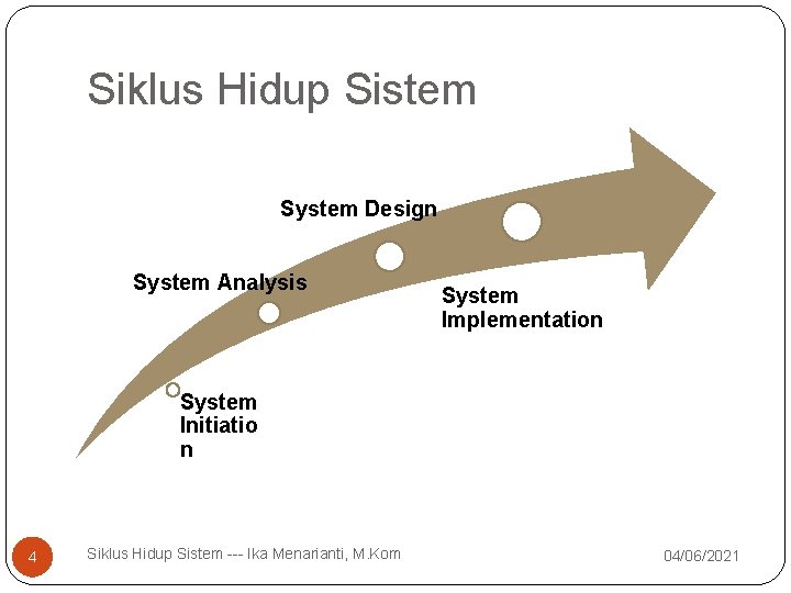 Siklus Hidup Sistem System Design System Analysis System Implementation System Initiatio n 4 Siklus