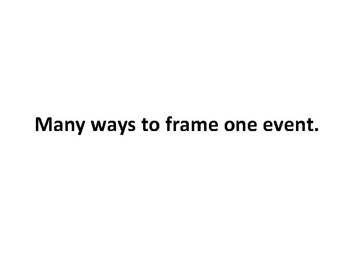 Many ways to frame one event. 