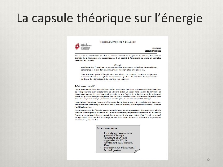 La capsule théorique sur l’énergie 6 