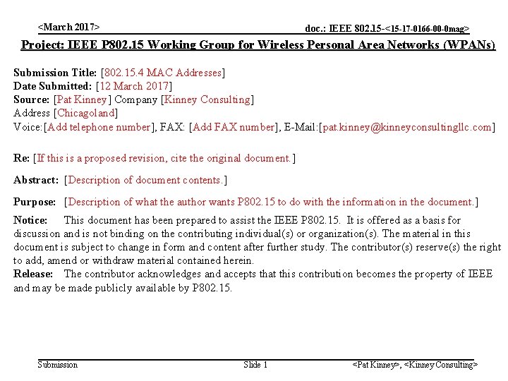 <March 2017> doc. : IEEE 802. 15 -<15 -17 -0166 -00 -0 mag> Project: