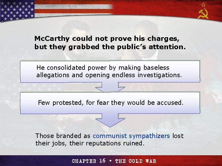 Section 4 Mc. Carthy could not prove his charges, but they grabbed the public’s