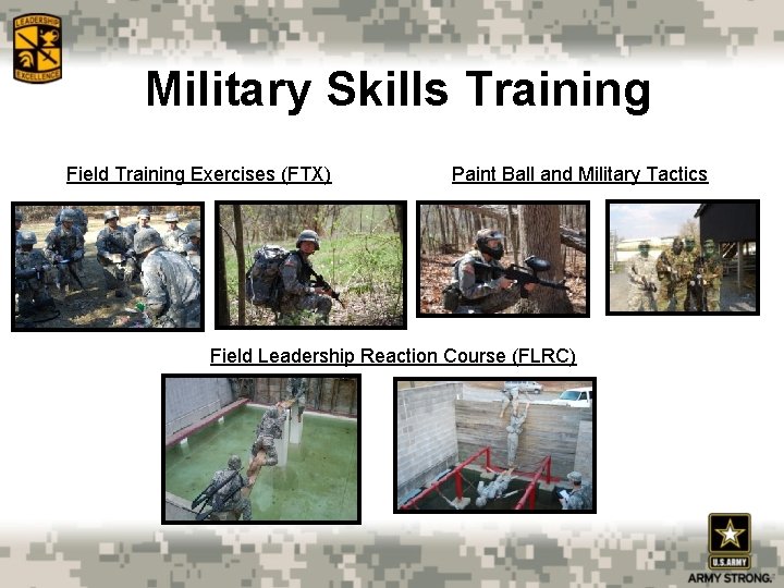 Military Skills Training Field Training Exercises (FTX) Paint Ball and Military Tactics Field Leadership