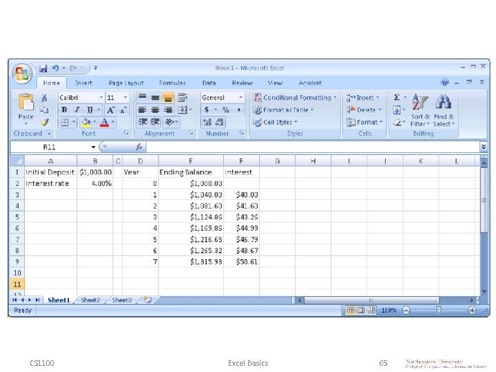 CS 1100 Computer Science and Its Applications Excel