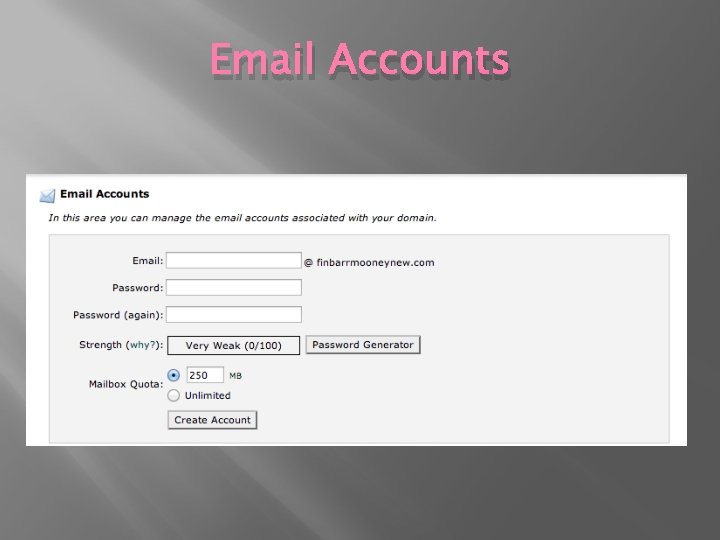 Email Accounts 