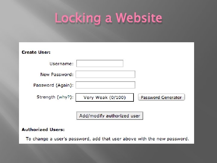 Locking a Website 