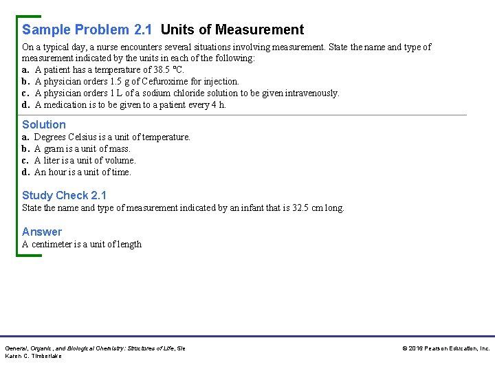 Sample Problem 2. 1 Units of Measurement On a typical day, a nurse encounters