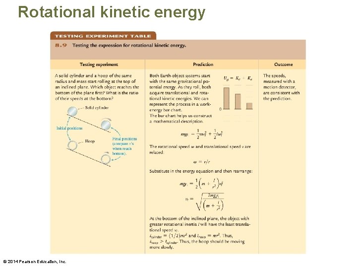 Rotational kinetic energy © 2014 Pearson Education, Inc. 