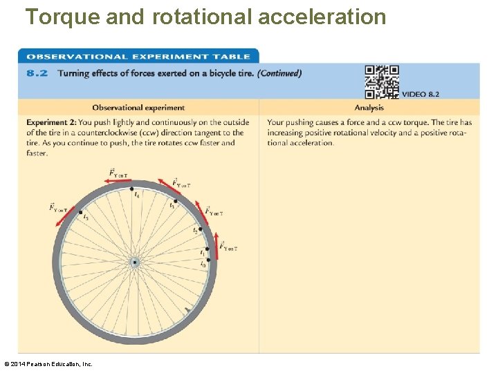 Torque and rotational acceleration © 2014 Pearson Education, Inc. 