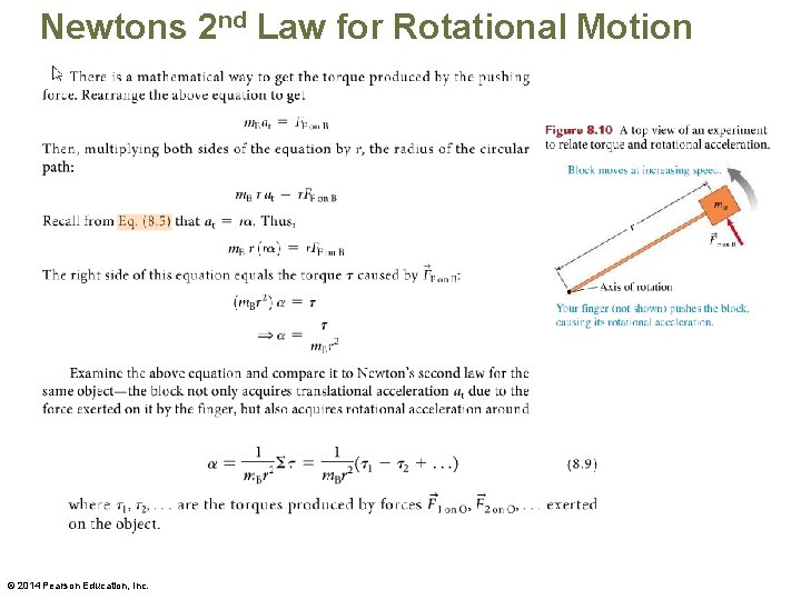 Newtons 2 nd Law for Rotational Motion © 2014 Pearson Education, Inc. 