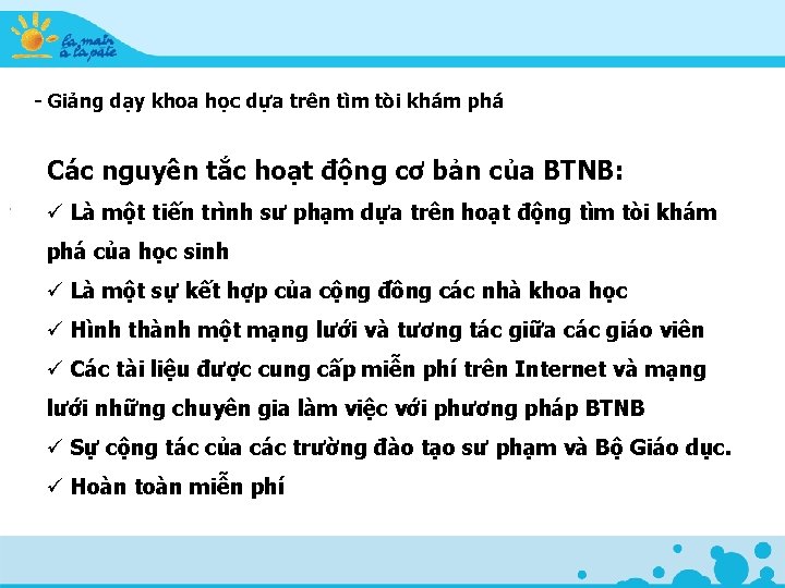 - Giảng dạy khoa học dựa trên tìm tòi khám phá Các nguyên tắc