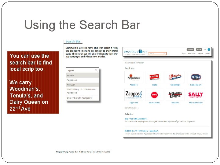 Using the Search Bar You can use the search bar to find local scrip
