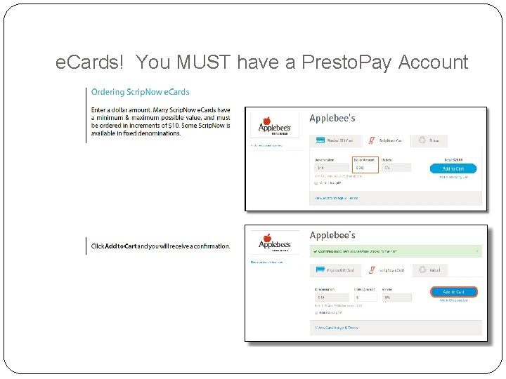 e. Cards! You MUST have a Presto. Pay Account 