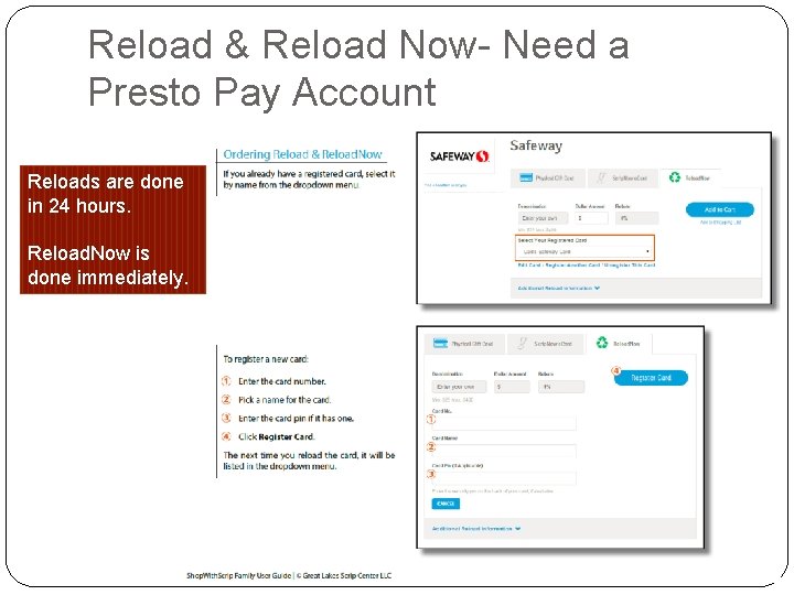 Reload & Reload Now- Need a Presto Pay Account Reloads are done in 24