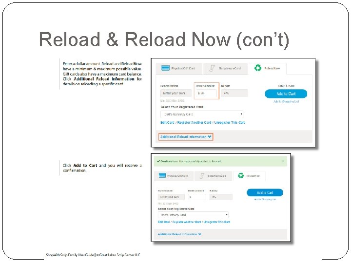 Reload & Reload Now (con’t) 