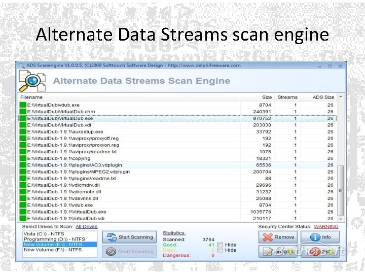 Alternate Data Streams scan engine Alternate Data Streams scan engine