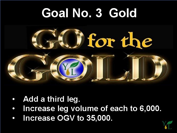 Goal No. 3 Gold • • • Add a third leg. Increase leg volume