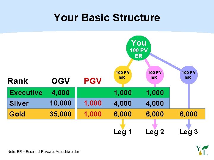 Your Basic Structure You 100 PV ER Rank OGV Executive Silver 4, 000 10,