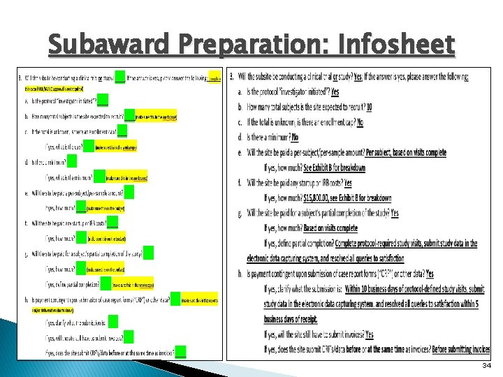 Subaward Preparation: Infosheet 34 