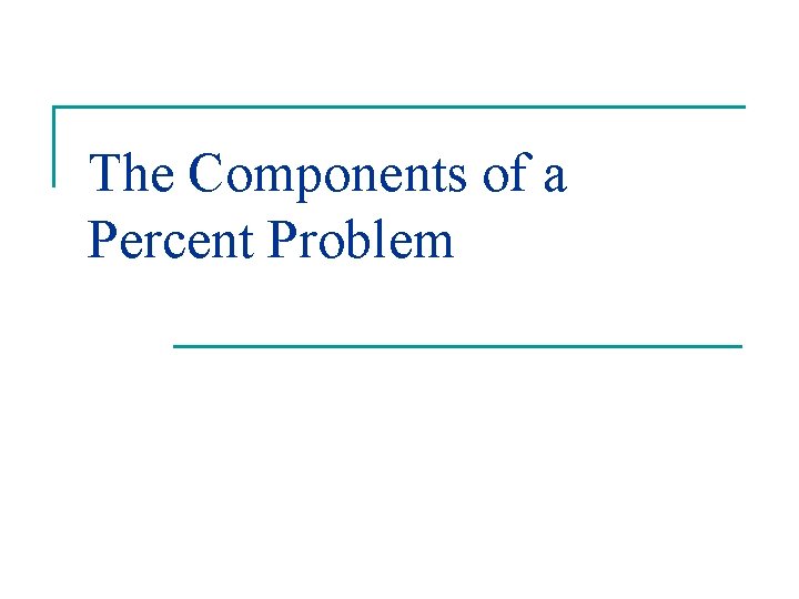 The Components of a Percent Problem 