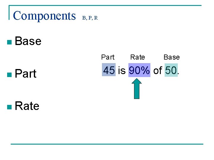 Components B, P, R n Base Part n Rate Base 45 is 90% of