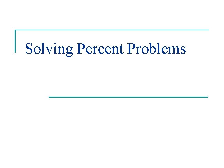 Solving Percent Problems 