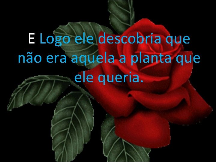 E Logo ele descobria que não era aquela a planta que ele queria. 