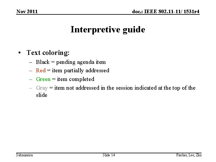 Nov 2011 doc. : IEEE 802. 11 -11/ 1531 r 4 Interpretive guide •