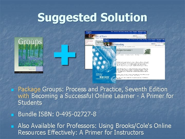 Suggested Solution n Package Groups: Process and Practice, Seventh Edition with Becoming a Successful
