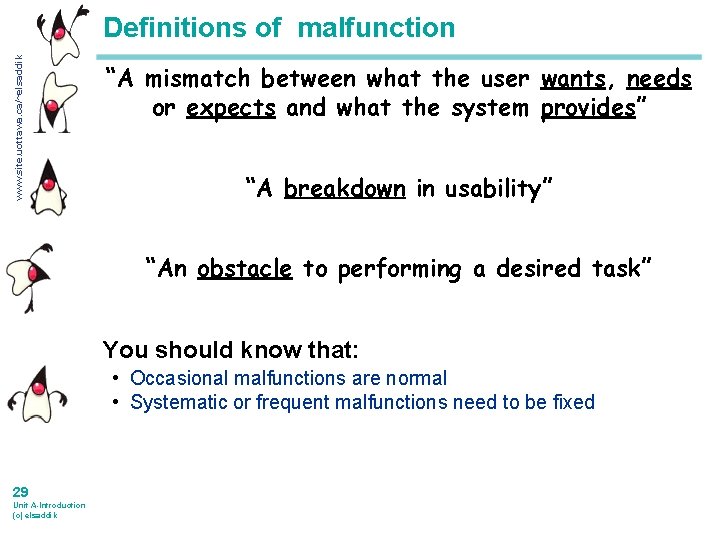 www. site. uottawa. ca/~elsaddik Definitions of malfunction “A mismatch between what the user wants,