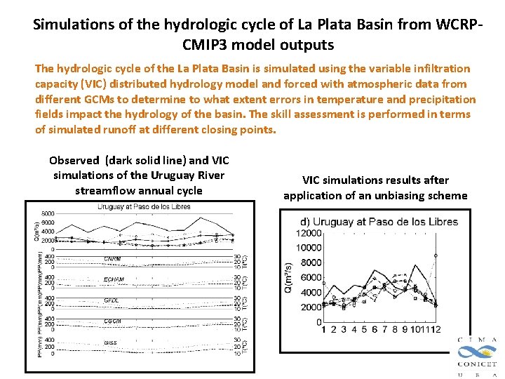 Simulations of the hydrologic cycle of La Plata Basin from WCRPCMIP 3 model outputs Simulations of the hydrologic cycle of La Plata Basin from WCRPCMIP 3 model outputs