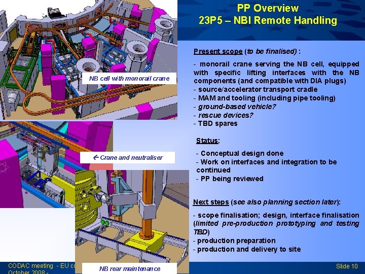 PP Overview 23 P 5 – NBI Remote Handling Present scope (to be finalised)