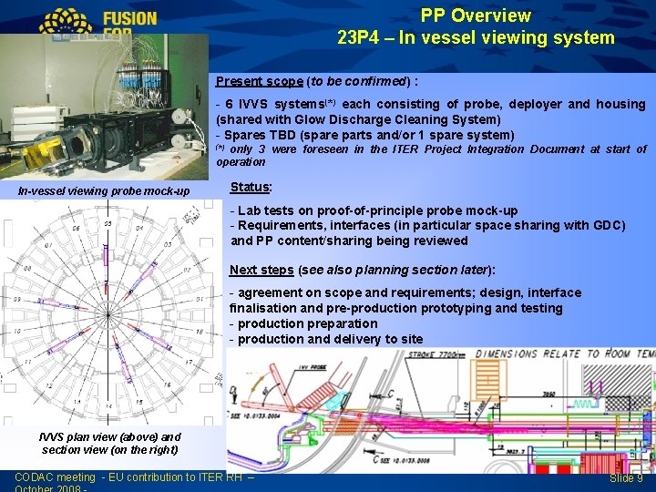 PP Overview 23 P 4 – In vessel viewing system Present scope (to be