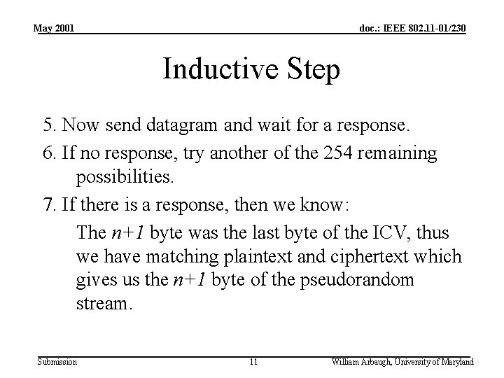 May 2001 doc. : IEEE 802. 11 -01/230 Inductive Step 5. Now send datagram